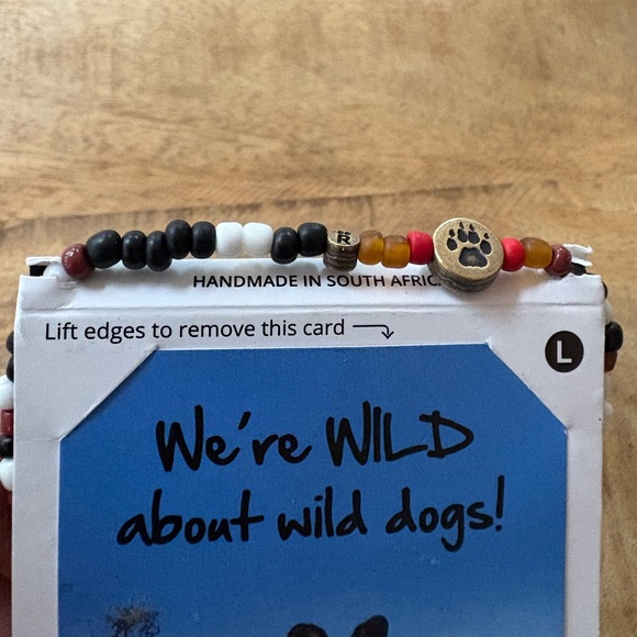 African Beaded Bracelet, Handmade in S. Africa to Support Endangered Wild Dogs - Picture 4 of 13